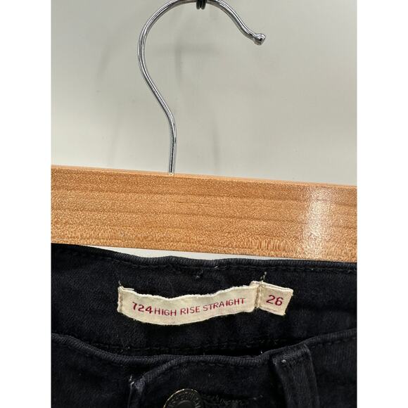 Levi's 724 High Rise Slim Straight Black Sheep Denim Jeans Women's Size 26 x 28 - Picture 6 of 10